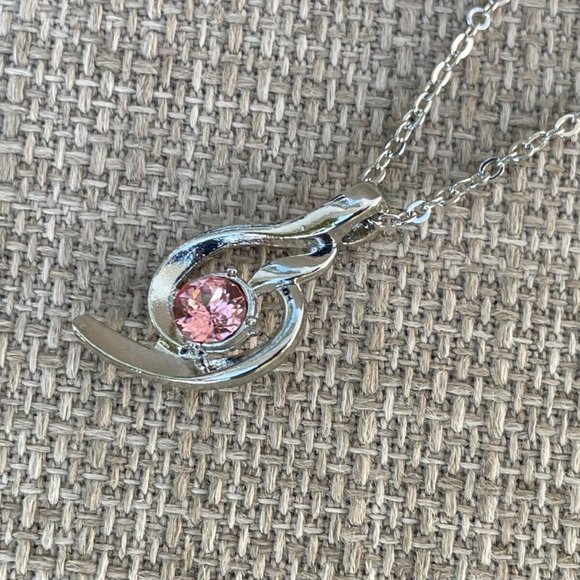 Women Necklace Fashion Jewelry Faux Pink Stone Pendant Chain - Picture 9 of 12